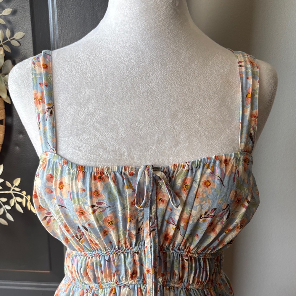 Floral Sundress with Orange and Blue Accents - Picture 3 of 8